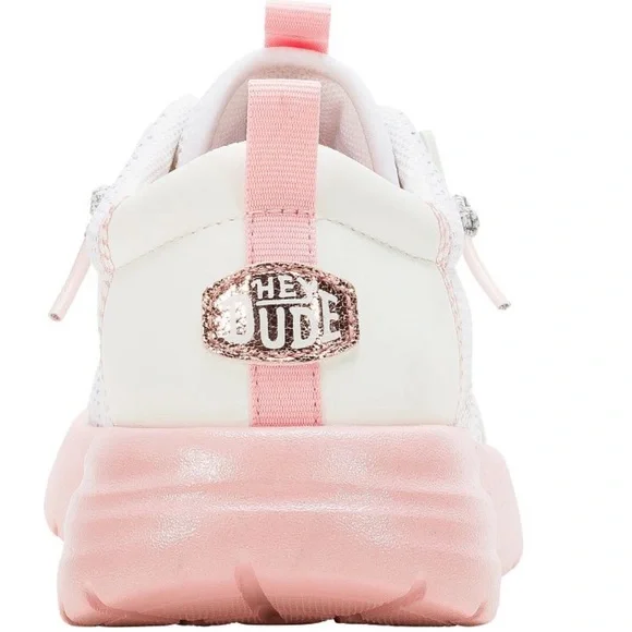 Hey Dude Sirocco Play Pink/White Sneakers Youth NWT - Picture 5 of 7